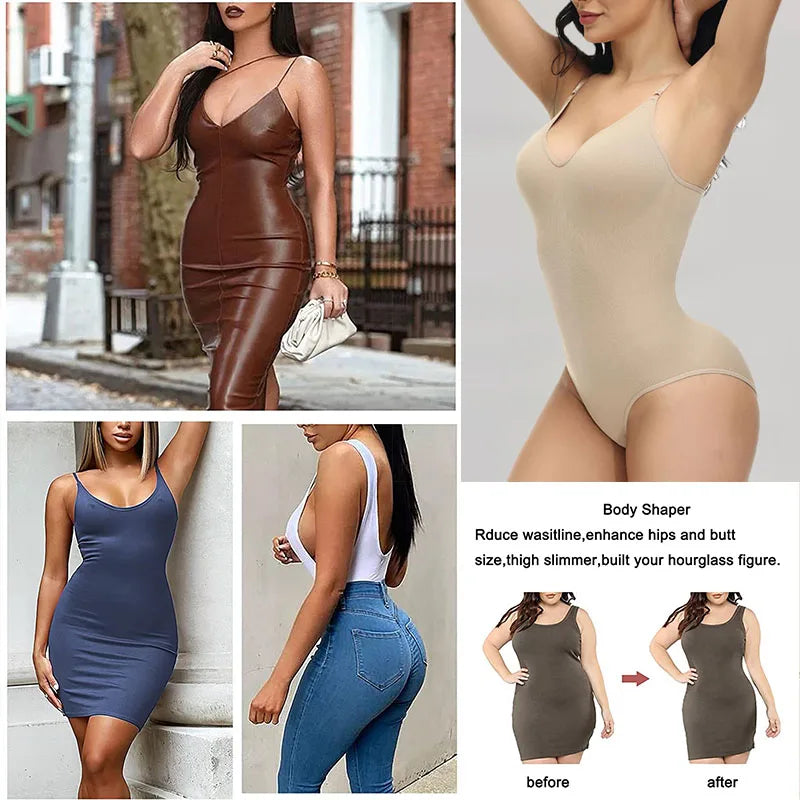 "Ultimate Slimming V Neck Bodysuit with Open Crotch - Sale!"